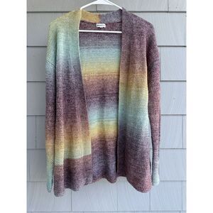 Minnie Rose Pastel Rainbow Open Cardigan‎ Cotton Acrylic Blend Size XS